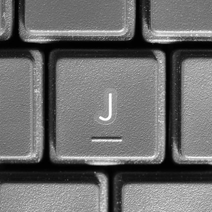 Letter J on Computer Keyboard